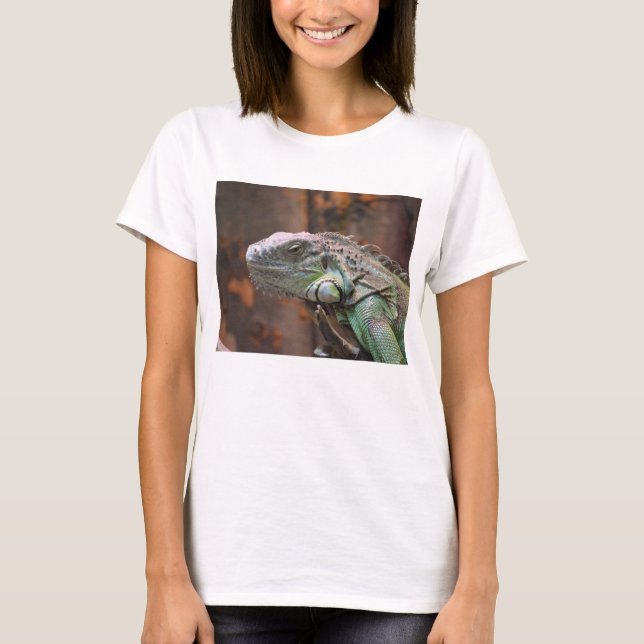 Women T Shirt with colourful Iguana Lizard (Front)