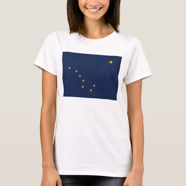 Women T Shirt with Flag of Alaska State (Front)