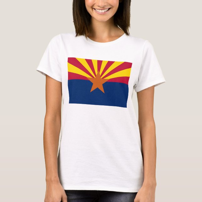 Women T Shirt with Flag of Arizona State (Front)