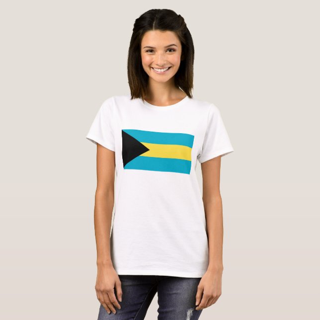 Women T Shirt with Flag of Bahamas (Front Full)