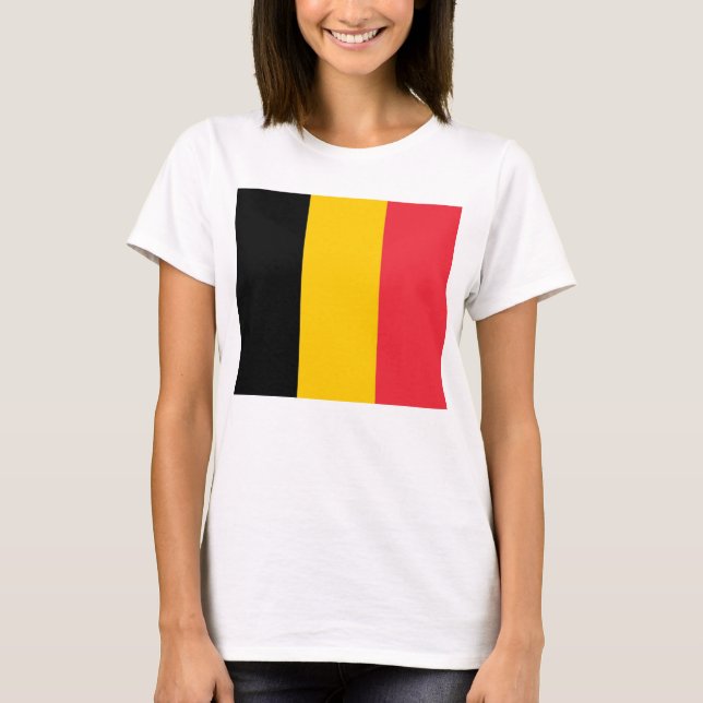 Women T Shirt with Flag of Belgium (Front)