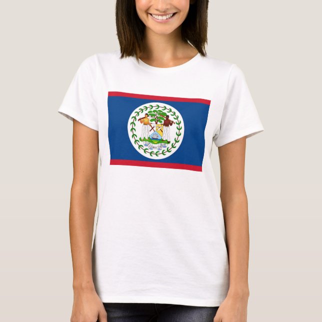 Women T Shirt with Flag of Belise (Front)