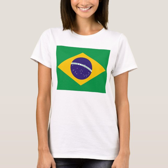 Women T Shirt with Flag of Brazil (Front)
