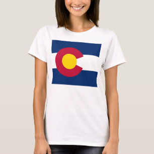 Women T Shirt with Flag of Colorado State