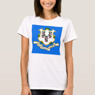 Women T Shirt with Flag of Connecticut State