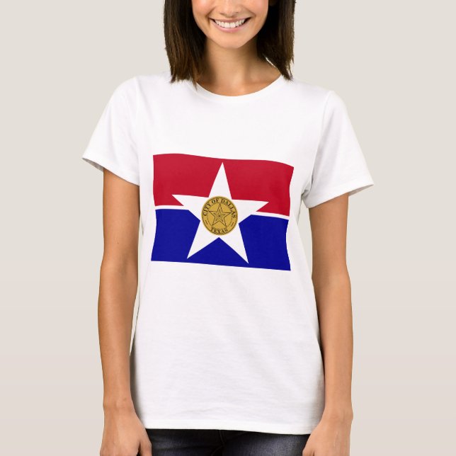 Women T Shirt with Flag of Dallas, USA (Front)