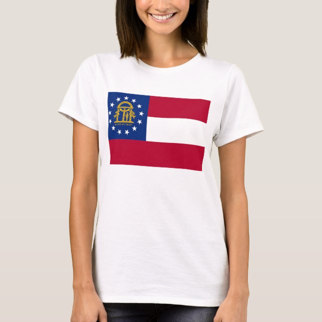Women T Shirt with Flag of Georgia State (Front)
