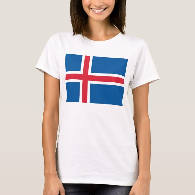 Women T Shirt with Flag of Iceland (Front)