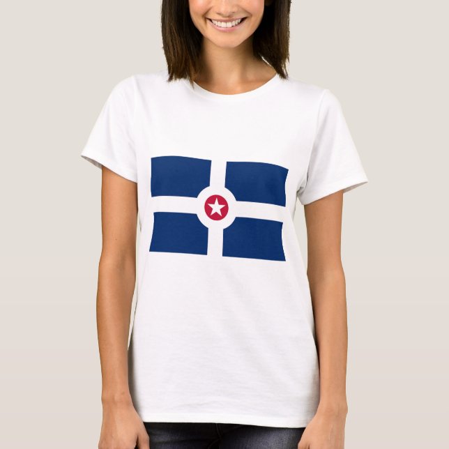 Women T Shirt with Flag of Indianapolis, USA (Front)
