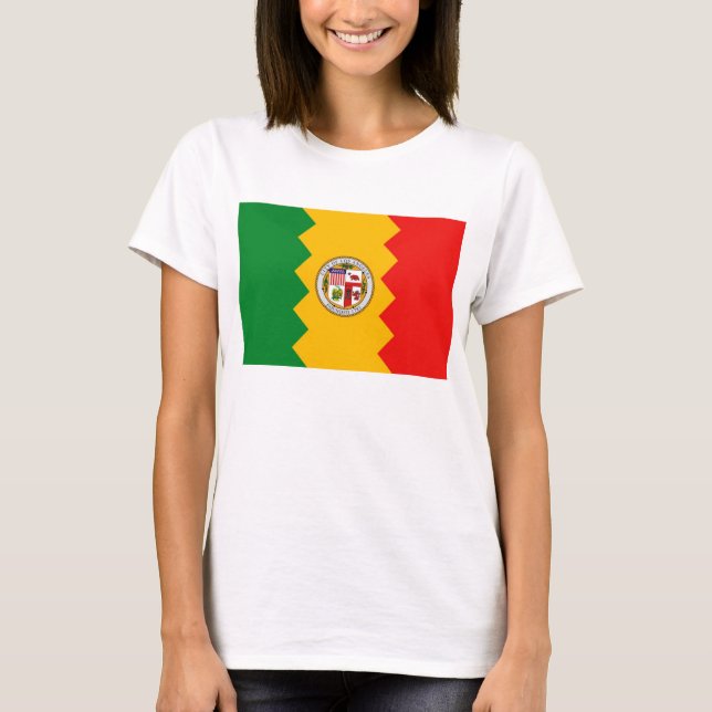 Women T Shirt with Flag of Los Angeles, California (Front)