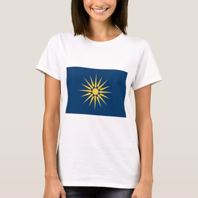 Women T Shirt with Flag of Macedonia, Greece (Front)