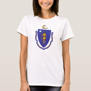 Women T Shirt with Flag of Massachusetts State