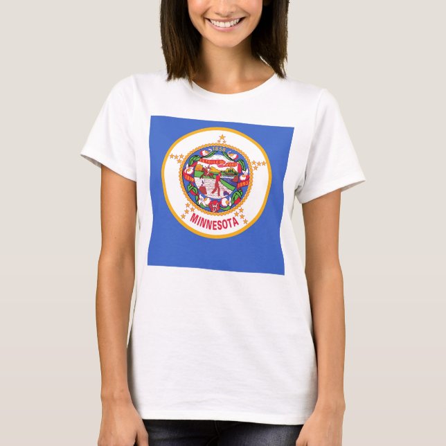 Women T Shirt with Flag of Minnesota State (Front)