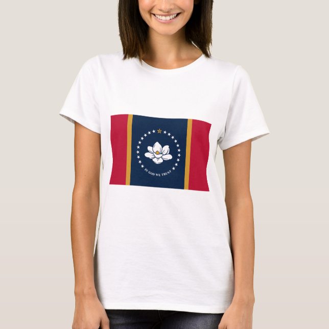 Women T Shirt with Flag of Mississippi State Flag (Front)