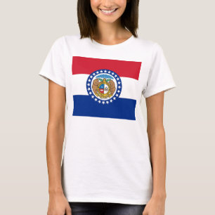 Women T Shirt with Flag of Missouri State