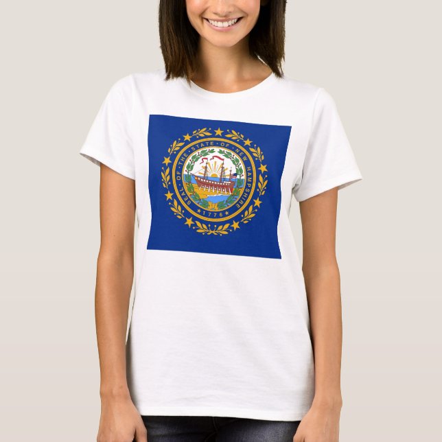 Women T Shirt with Flag of  New Hampshire State (Front)
