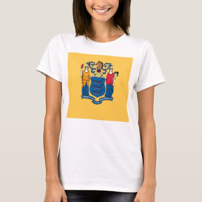 Women T Shirt with Flag of New Jersey State (Front)