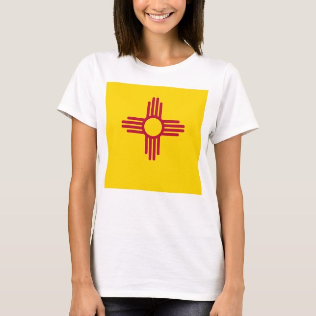 Women T Shirt with Flag of New Mexico State (Front)