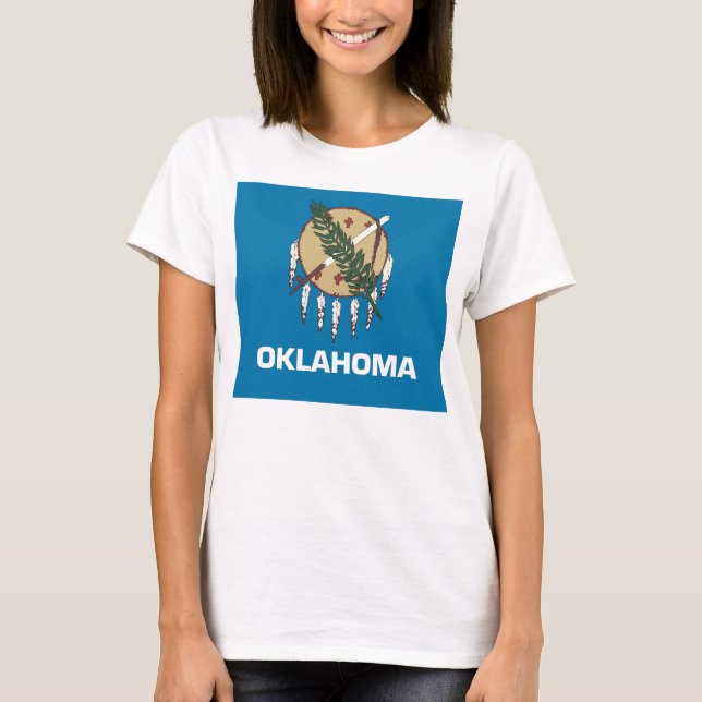 Women T Shirt with Flag of Oklahoma State (Front)