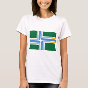 Women T Shirt with Flag of Portland, Oregon