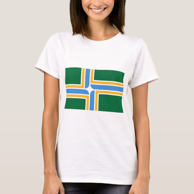 Women T Shirt with Flag of Portland, Oregon (Front)