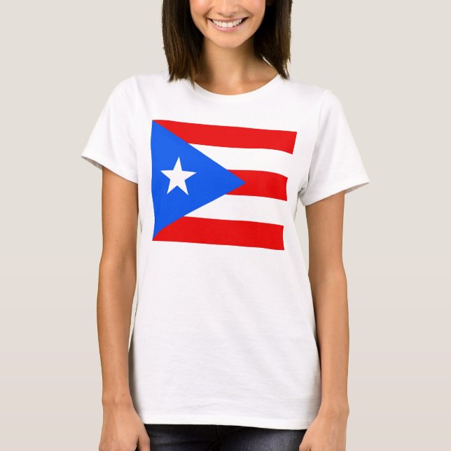 Women T Shirt with Flag of Puerto Rico (Front)
