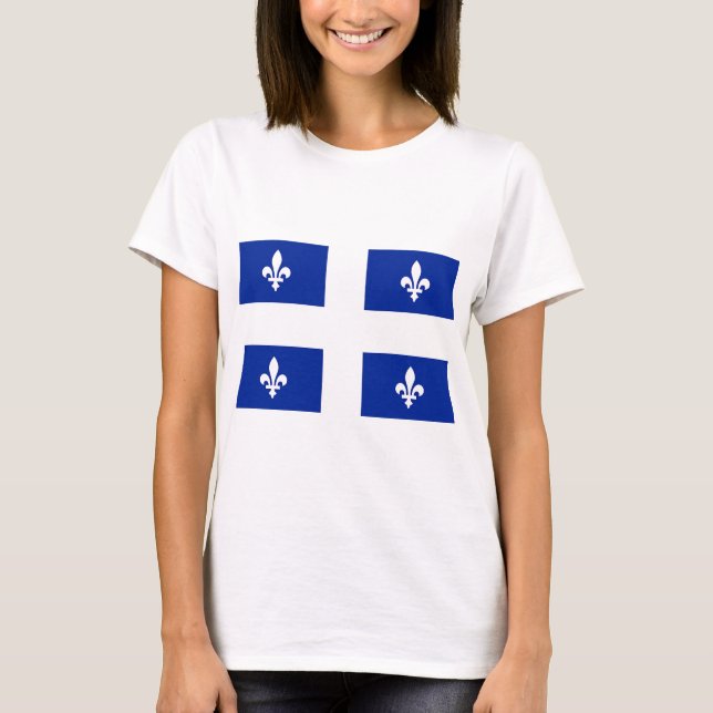 Women T Shirt with Flag of Quebec, Canada (Front)