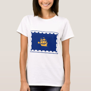 Women T Shirt with Flag of Quebec City, Canada