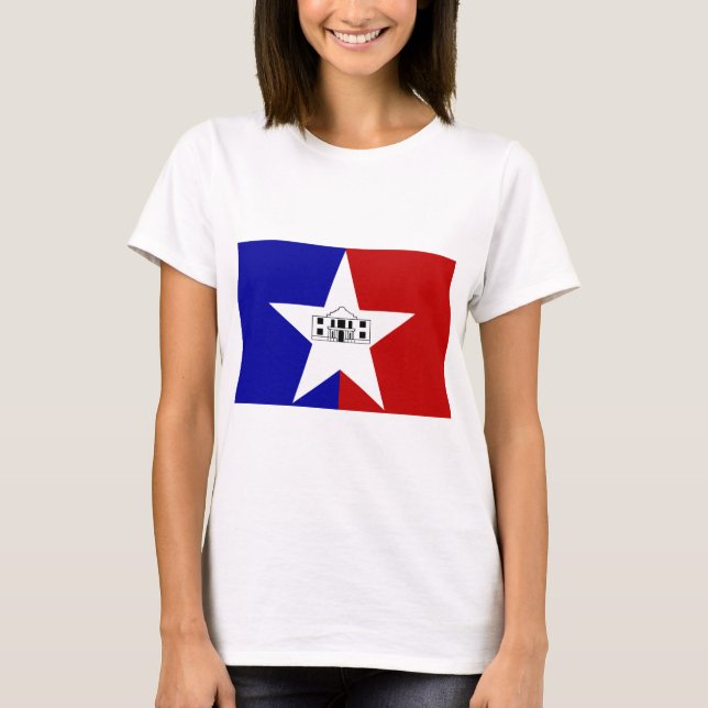 Women T Shirt with Flag of San Antonio, USA (Front)