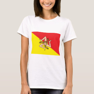 Women T Shirt with Flag of Sicily, Italy