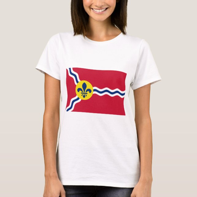 Women T Shirt with Flag of St. Louis, Missouri (Front)