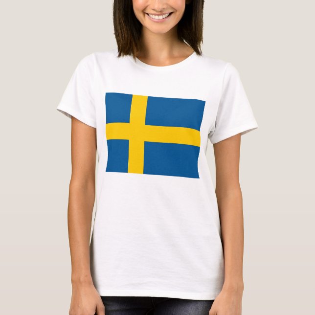 Women T Shirt with Flag of Sweden (Front)