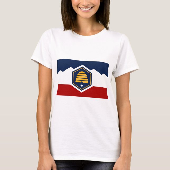 Women T Shirt with Flag of Utah, USA (Front)