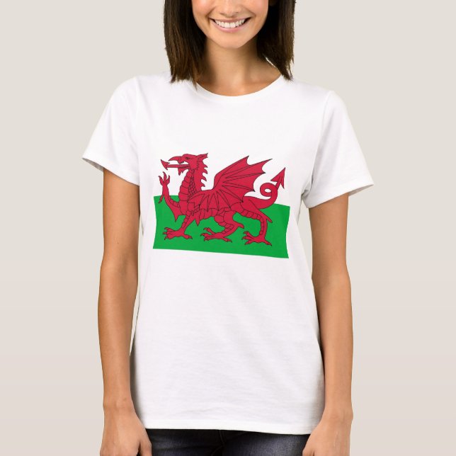 Women T Shirt with Flag of Wales (Front)