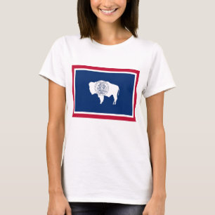 Women T Shirt with Flag of Wyoming State