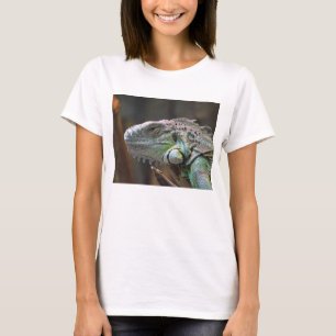Women T Shirt with head of colourful Iguana Lizard