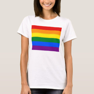 Women T Shirt with LGBT Rainbow Flag