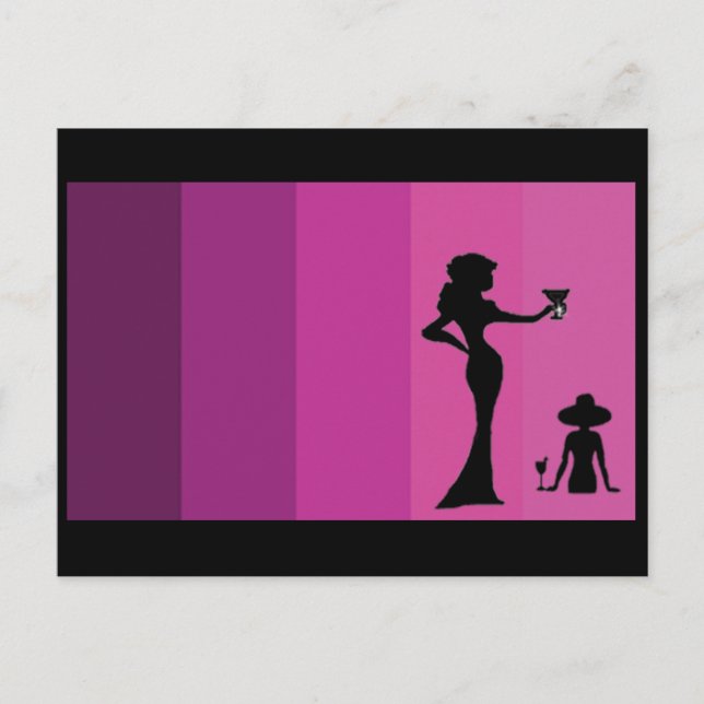 Women Toasting Silhouette Postcard (Front)