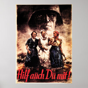 "Women Too Can Help!" German World War Propaganda Poster