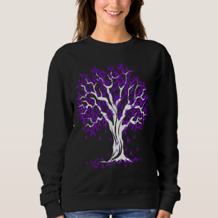 Women Tree Purple Ribbon Of Life Fibromyalgia Awar Sweatshirt