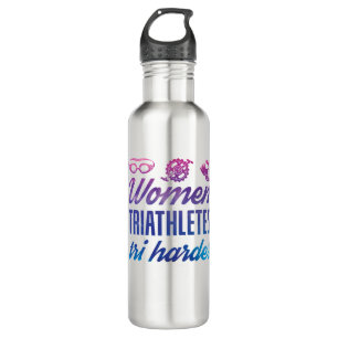 Women Triathletes Tri Harder Triathlon Ombre 710 Ml Water Bottle