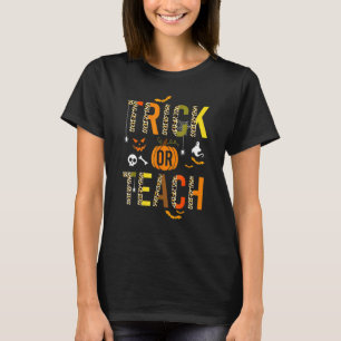 Women Trick Or Teach Leopard Teacher Halloween Cos T-Shirt