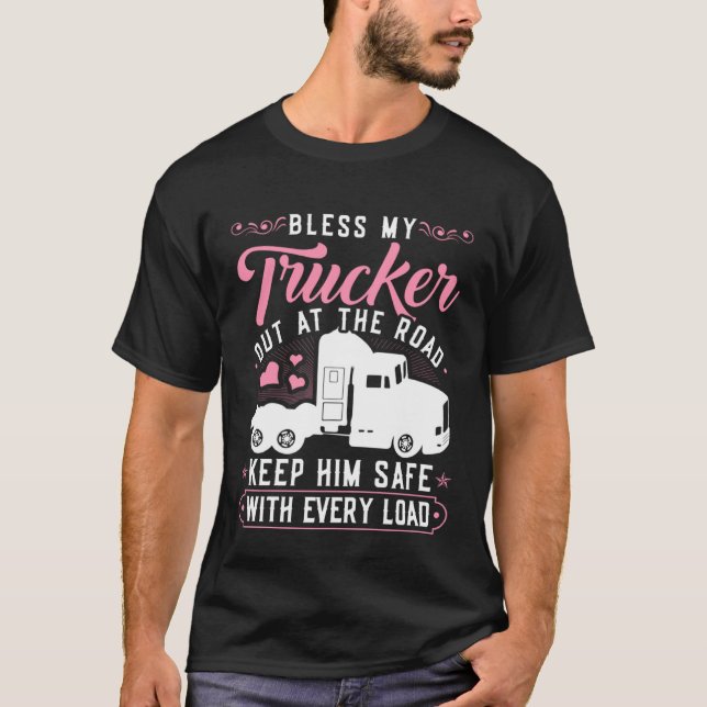 Women Truck Driver Prayer Trucker Wife T-Shirt (Front)