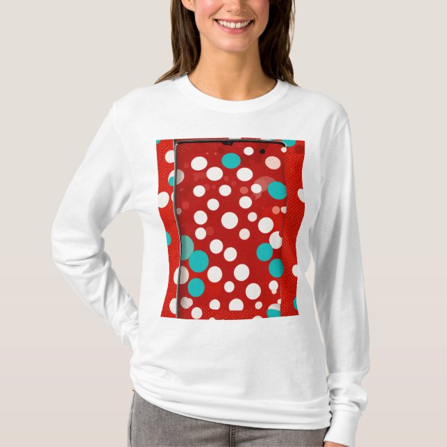 women tshirt with red folka design (Front)