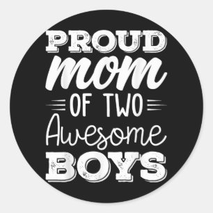 Women Two Mum of 2 Boys Mother's Day  65 Classic Round Sticker