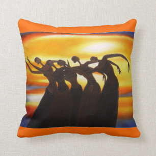 Women Unite African Art Throw Pillow