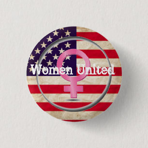 Women United Female Sybol and Flag 3 Cm Round Badge