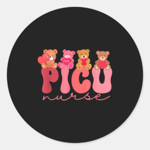Women Valentine Cu Nurse Pediatrics Cute Bears Ped Classic Round Sticker