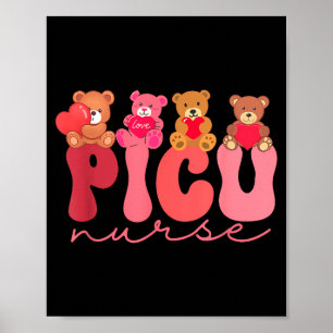 Women Valentine Cu Nurse Pediatrics Cute Bears Ped Poster