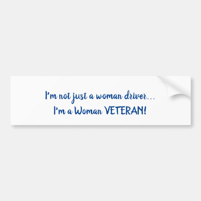 Women Veteran Blue on White Bumper Sticker (Front)